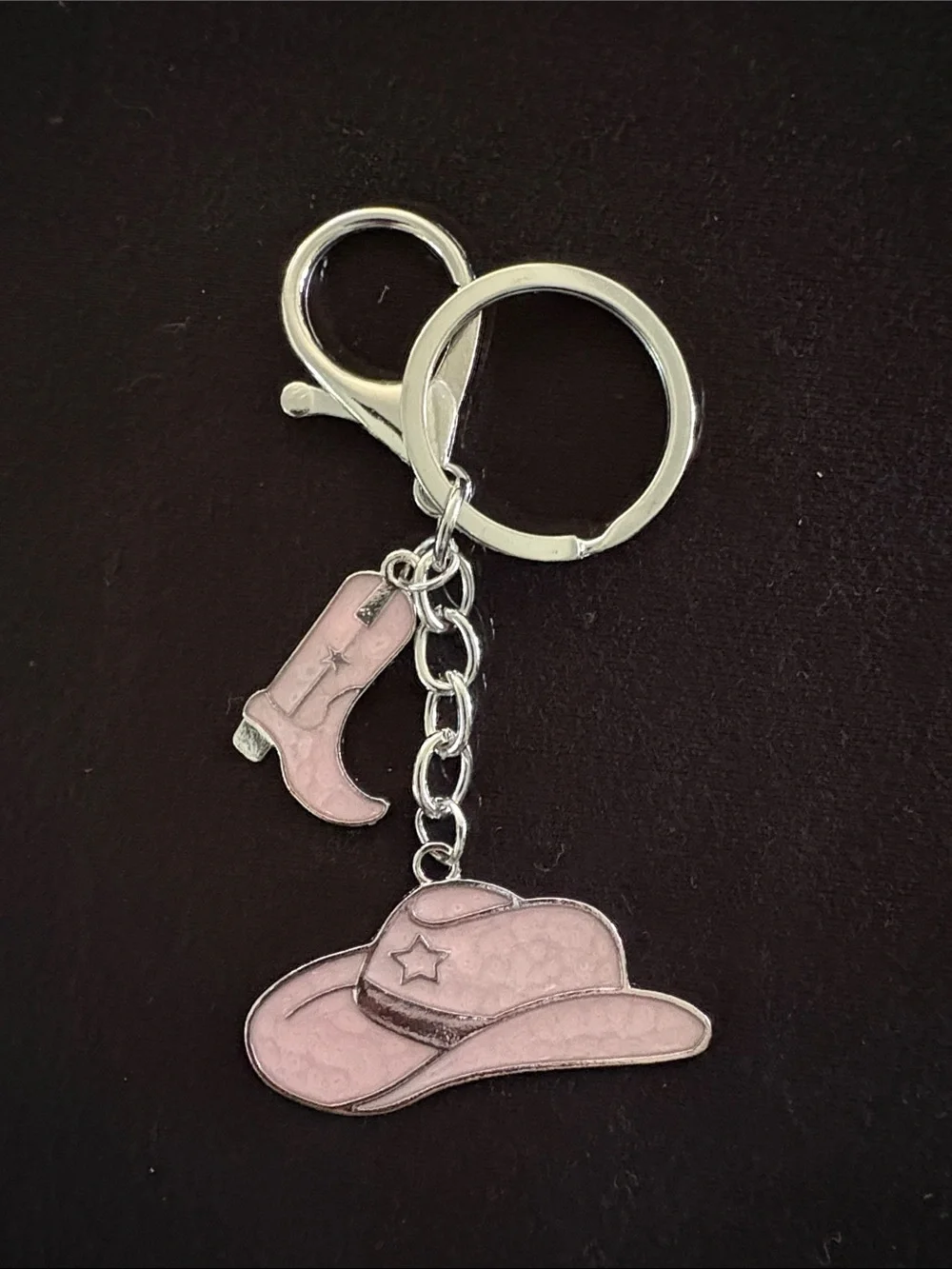 Pink Cowboy Hat & Boot Keychain Bag Charm - Western Accessories